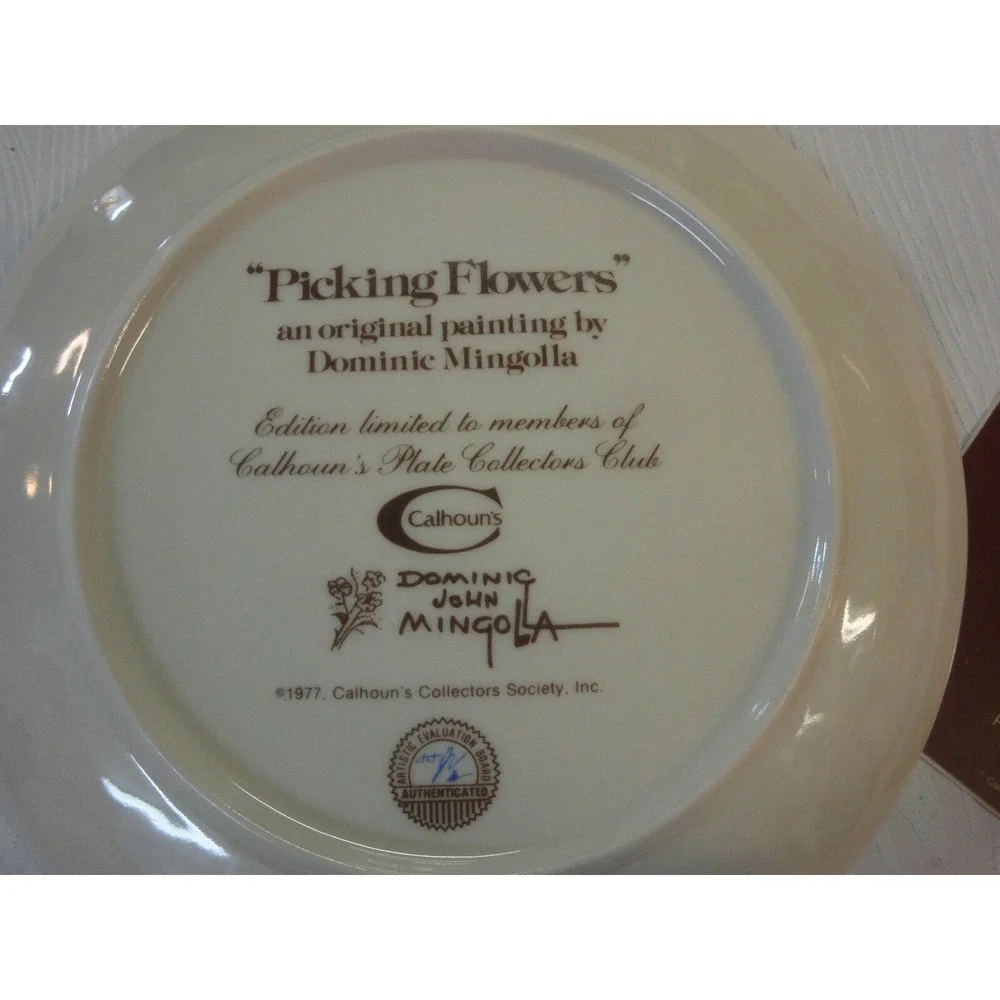 Picking flowers Dominic Mingolla 1977 Calhouns collectors plate - Picture 4 of 7